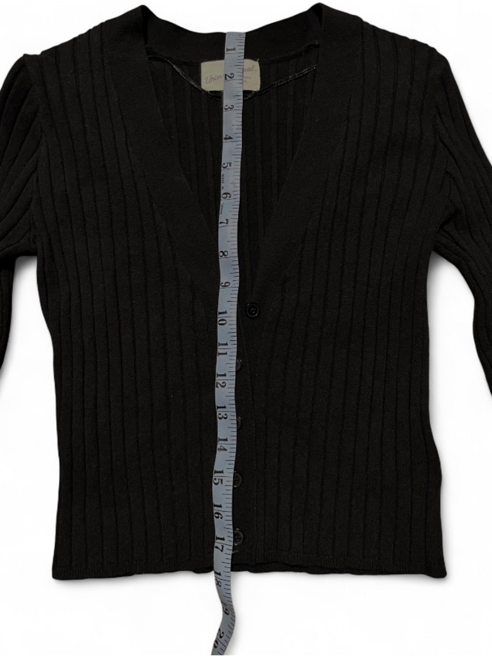 Black Ribbed Button Cardigan - Picture 2 of 7